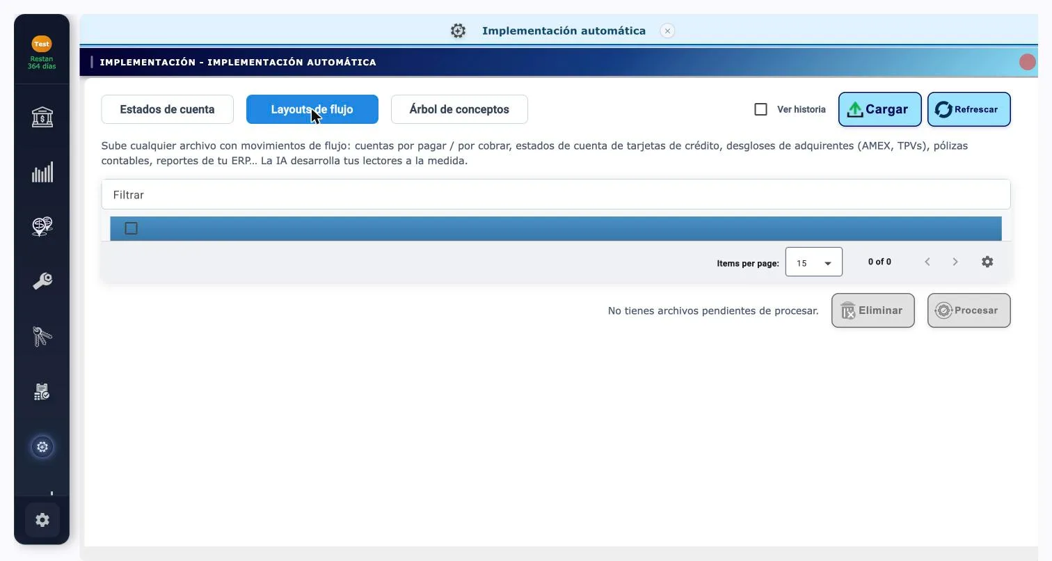 Sección Layouts de flujo