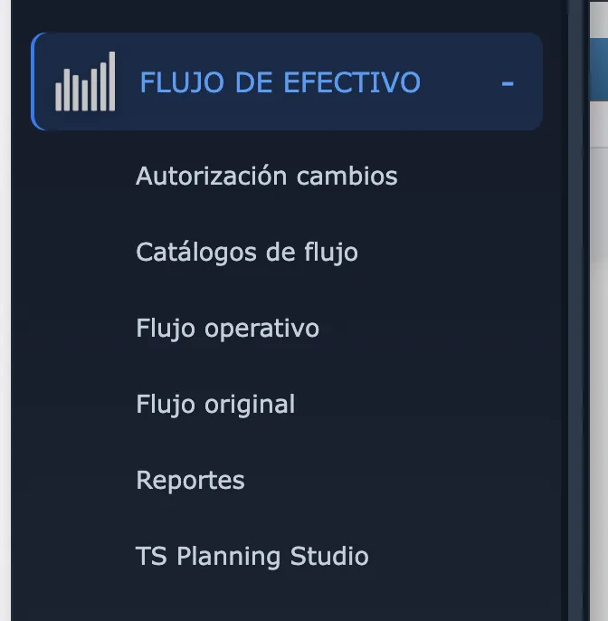 Menú Flujo de Efectivo