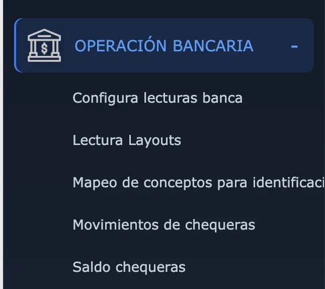 Menú Operación Bancaria