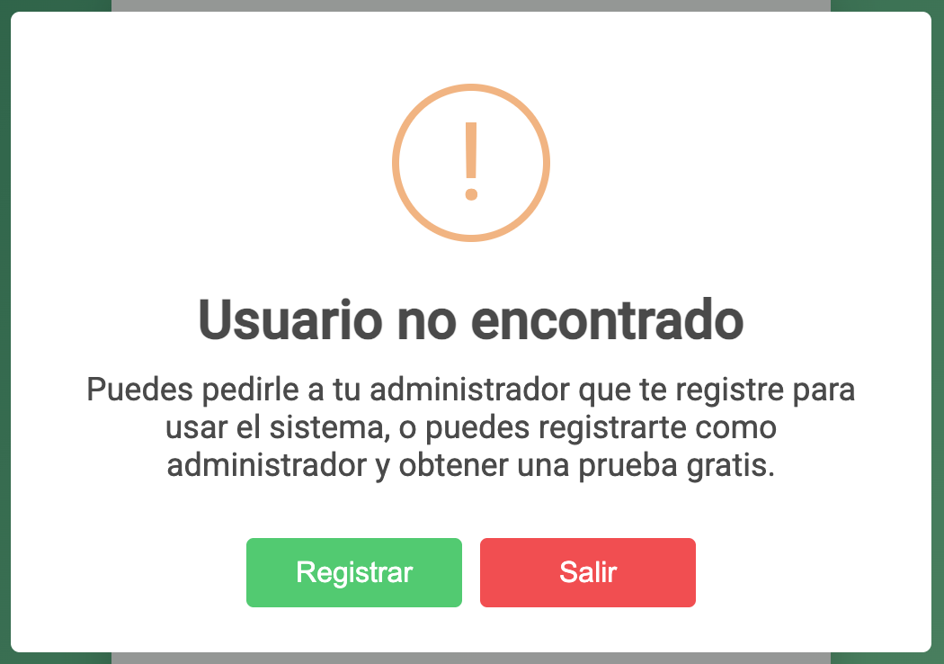 Usuario no encontrado