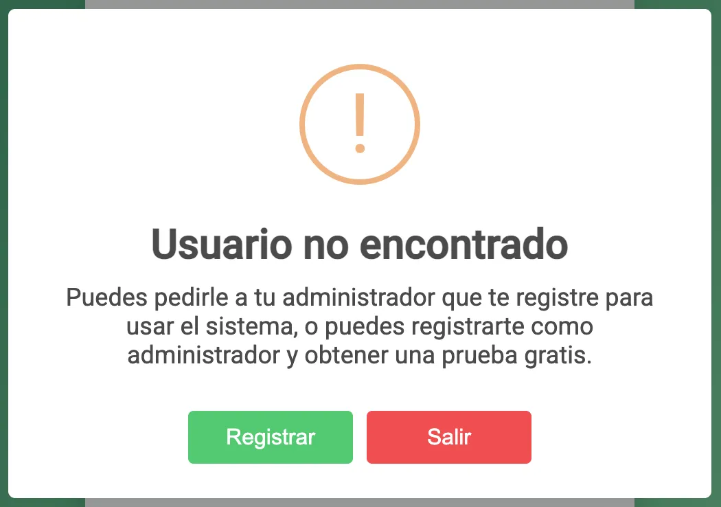 Usuario no encontrado