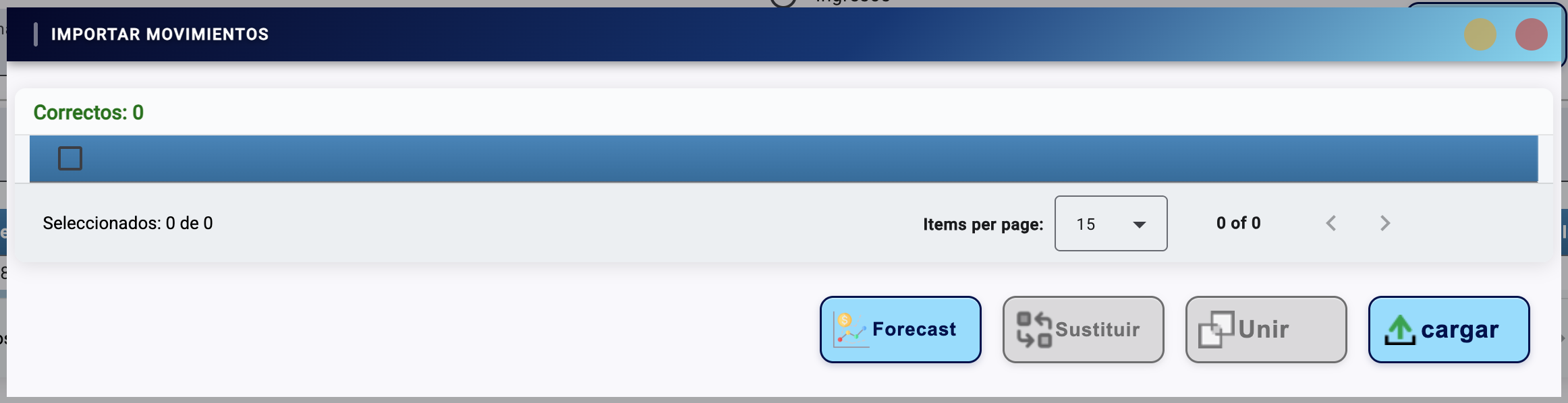 Pantalla de Importación Masiva