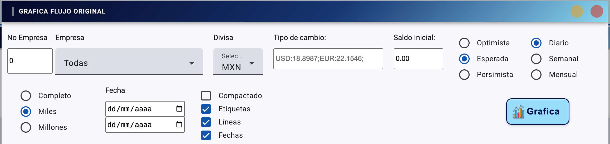 Configuración de Reporte de Flujo