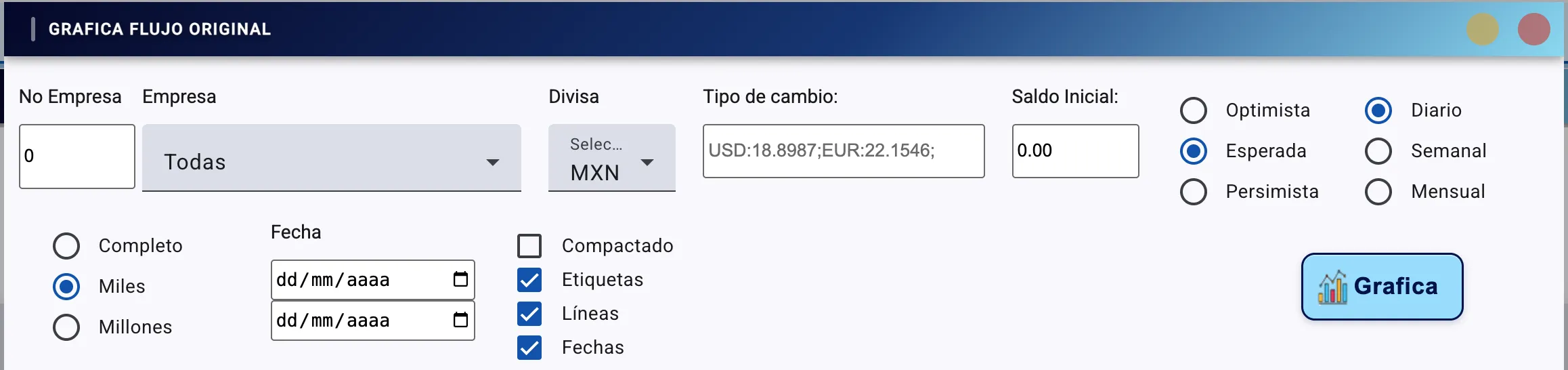 Configuración de Reporte de Flujo