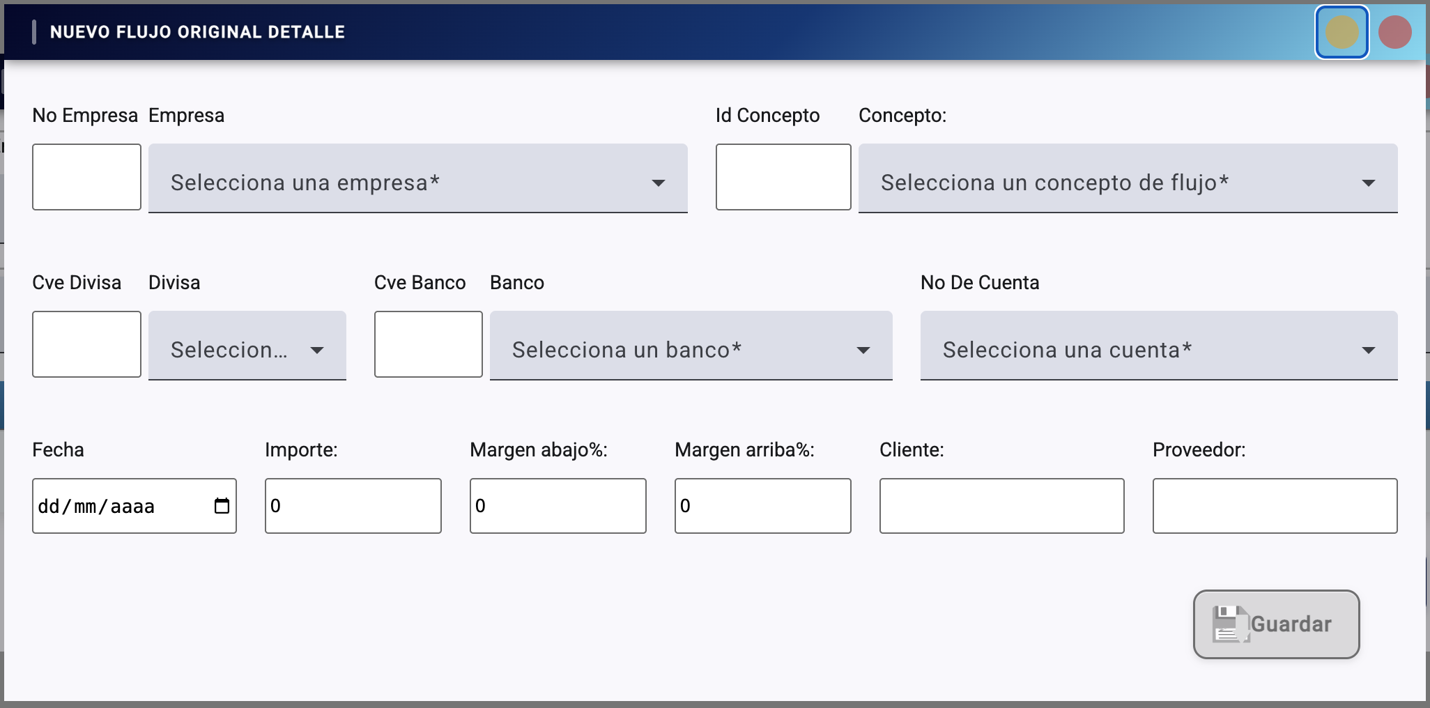 Formulario de Nuevo Movimiento