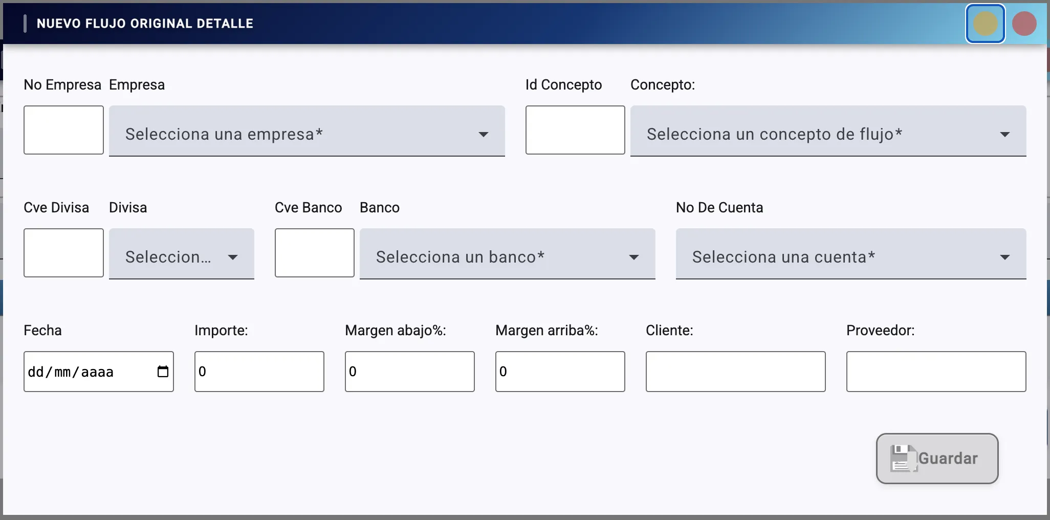 Formulario de Nuevo Movimiento