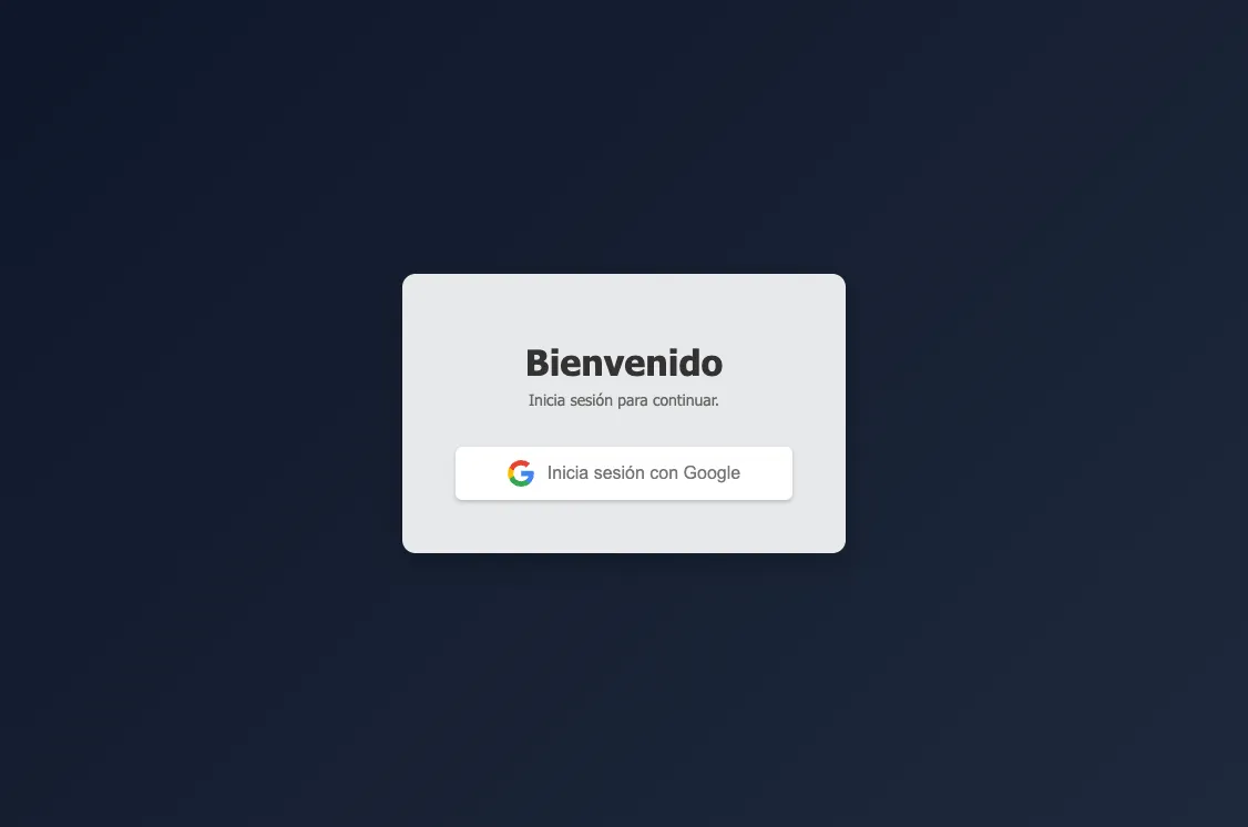 Pantalla de Inicio de Sesión